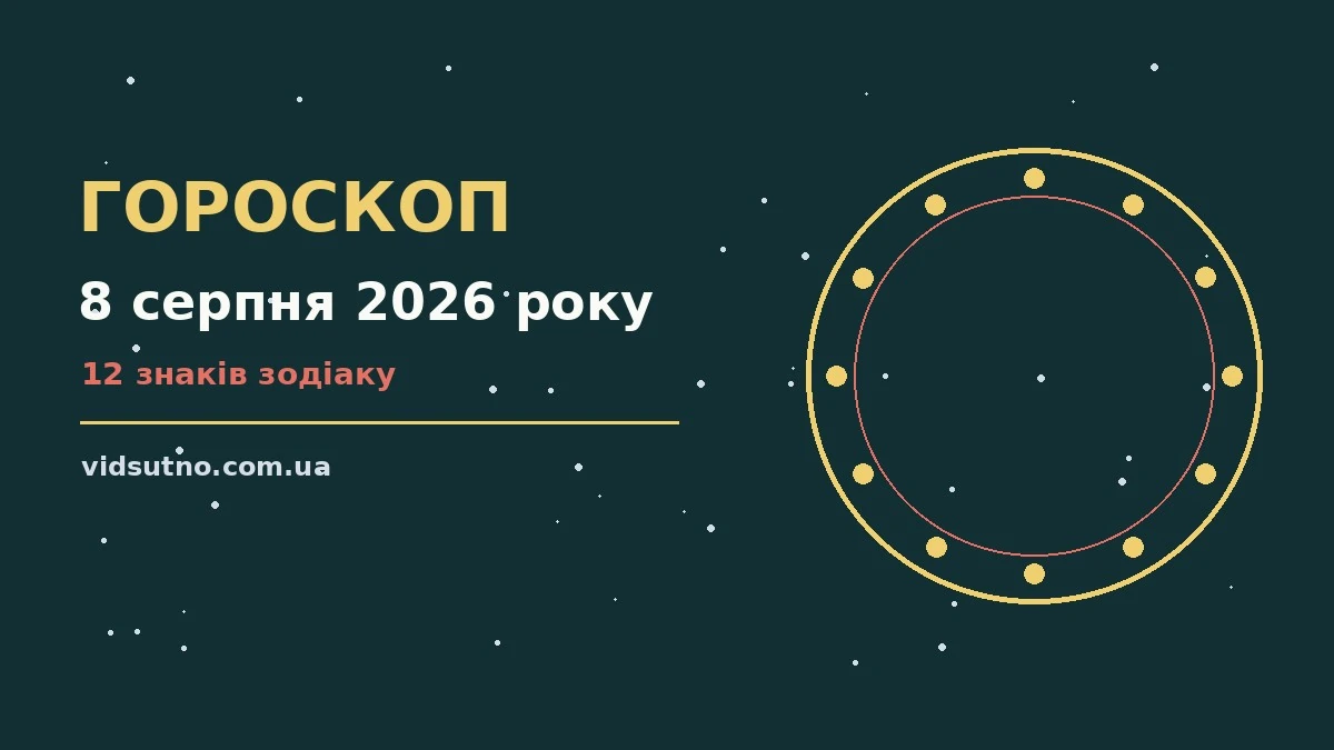 Астрологічний гороскоп на 8 серпня 2026 року з символами дванадцяти знаків зодіаку