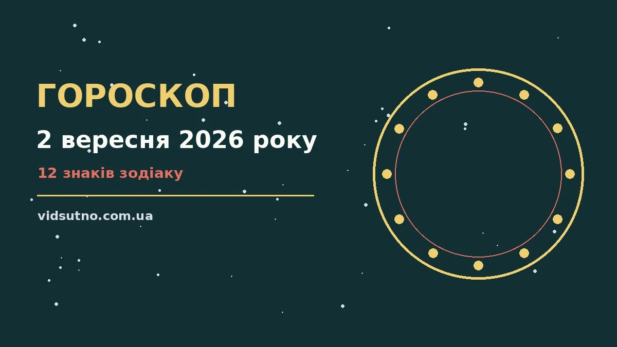 Астрономічний щоденник із символами знаків Зодіаку на тлі ранкового неба 2 вересня 2026 року