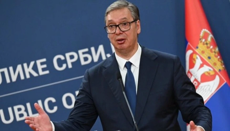 Президент Сербії Александар Вучич під час пресконференції